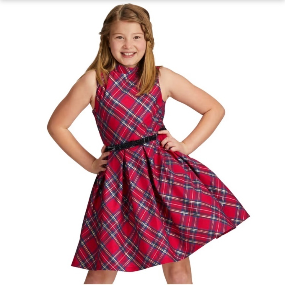 American girl truly me size 6 sleeveless holiday Christmas red plaid tartan